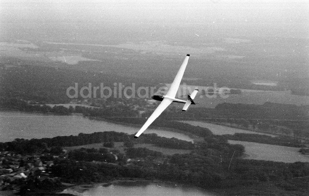 DDR-Bildarchiv: Friedersdorf - Segelflugzeug vom Typ Bocian über dem Wolziger See bei Friedersdorf 01.09.1989