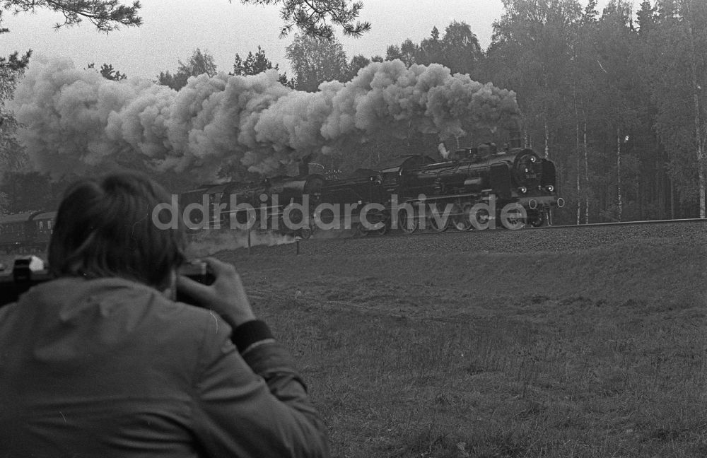 Fürstenberg/Havel: Sonderfahrt des Traditionszuges Dampflokomotive der Deutschen Reichsbahn der Baureihe in Fürstenberg / Havel in Brandenburg in der DDR