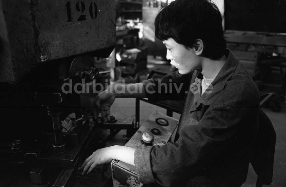 DDR-Bildarchiv: Berlin - Vietnamesische Vertragsarbeiter in der Produktion beim VEB Elektroprojekt und Anlagenbau in Berlin in der DDR