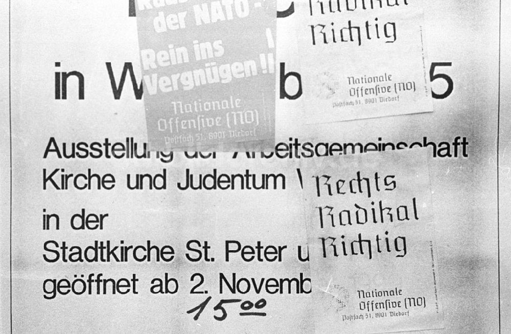 DDR-Fotoarchiv: Thüringen-Weimar - Weimar NEOnaz. Provokationen gegen Judentum 5.11.90 Foto: Grahn Umschlag:1419