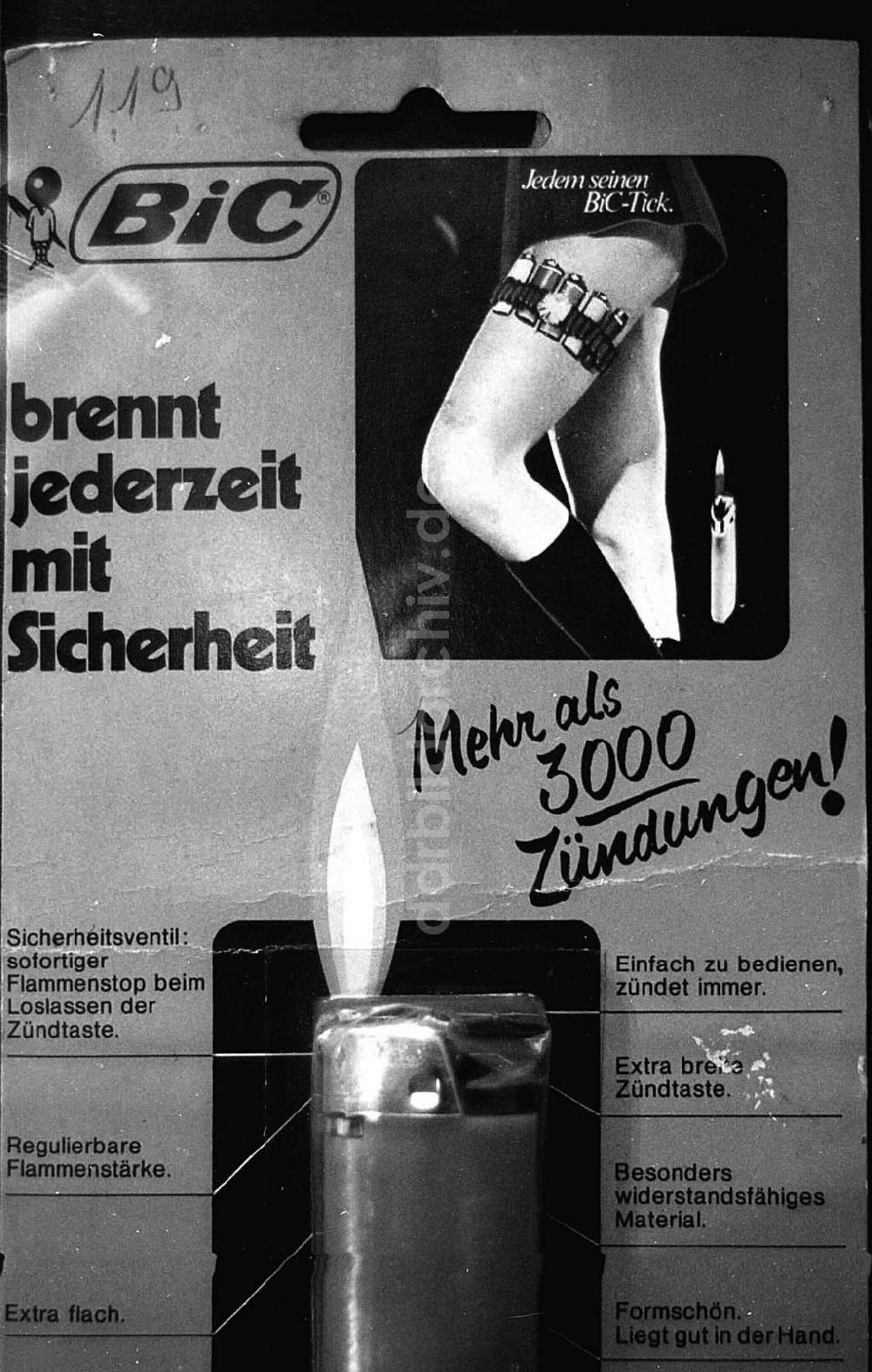 DDR-Bildarchiv: - Werbung von BIC Feuerzeugen Foto: Lenke