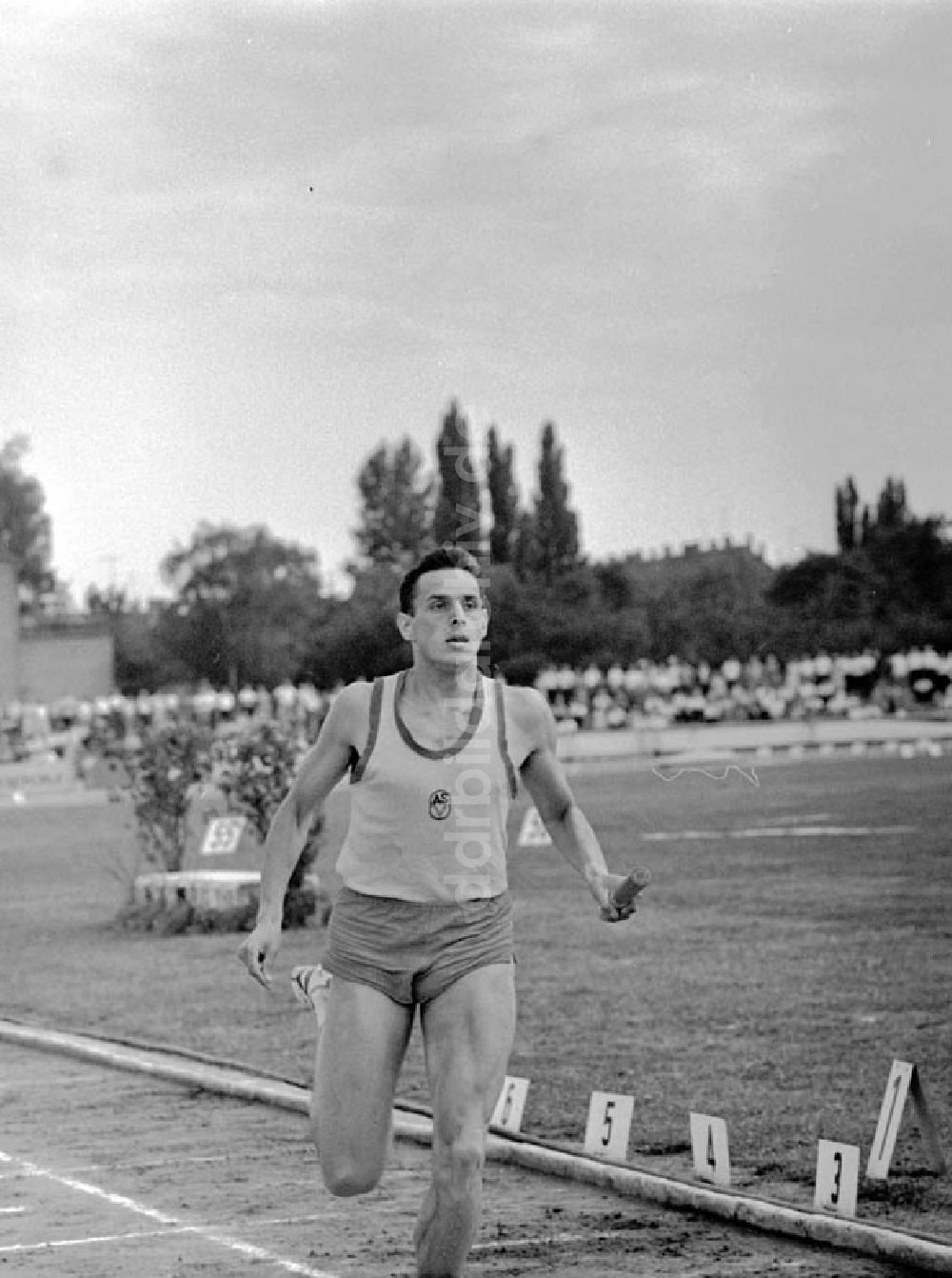 DDR-Fotoarchiv: Halle - XX. Leichtathletik Meisterschaft Halle 4x400m, Weiland im Ziel, Potsdam Foto unbekannt