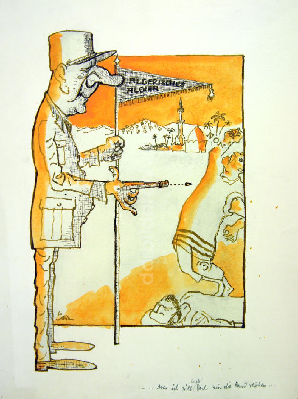 DDR-Bildarchiv: Berlin - Zeichnung von Herbert Sandberg Algerisches Algier aus dem Jahr 1960