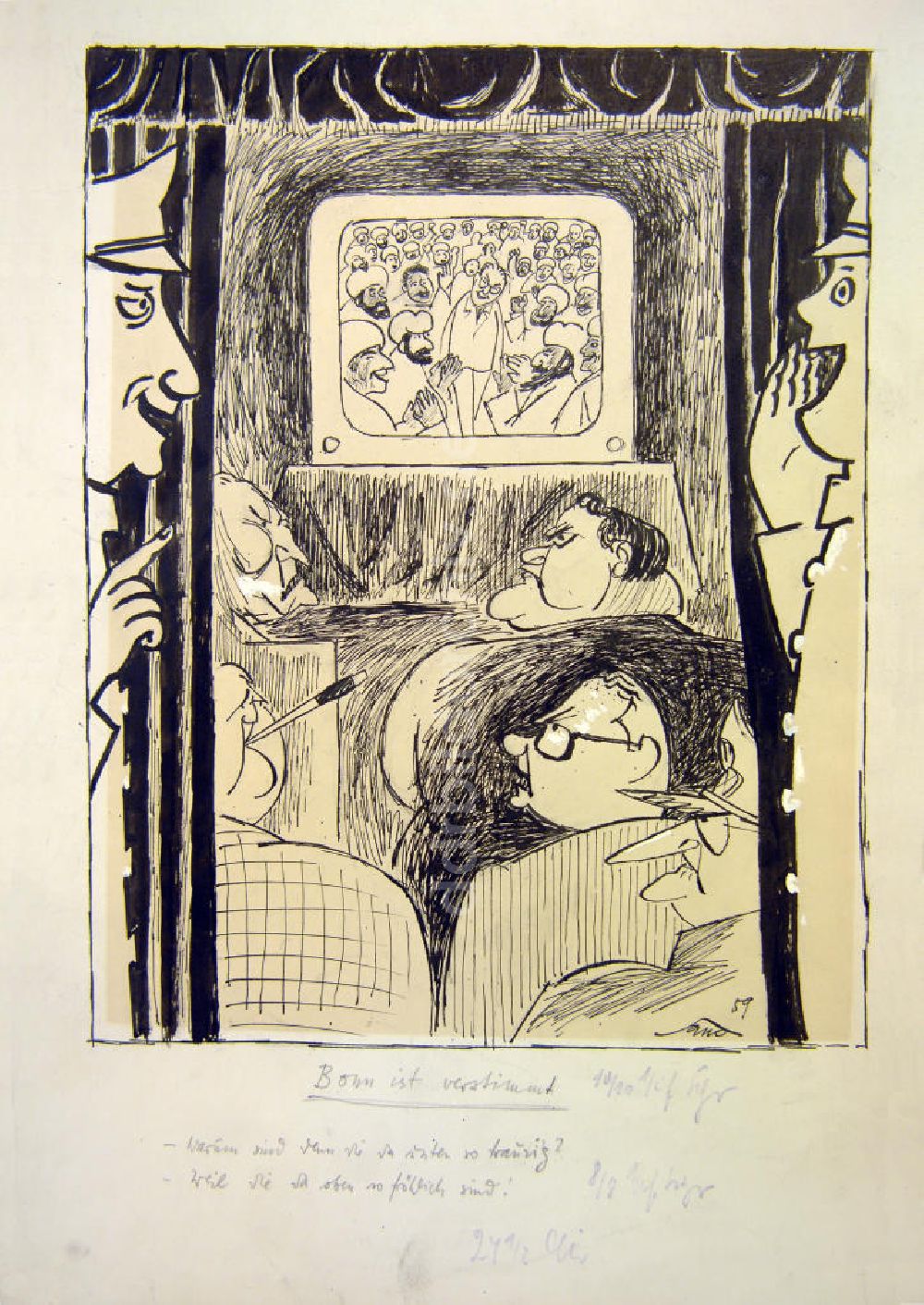 Berlin: Zeichnung von Herbert Sandberg Bonn ist verstimmt aus dem Jahr 1959