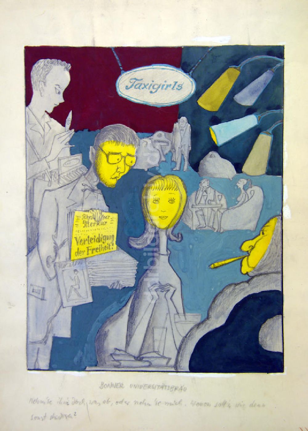 DDR-Bildarchiv: Berlin - Zeichnung von Herbert Sandberg Bonner Universitätsbräu