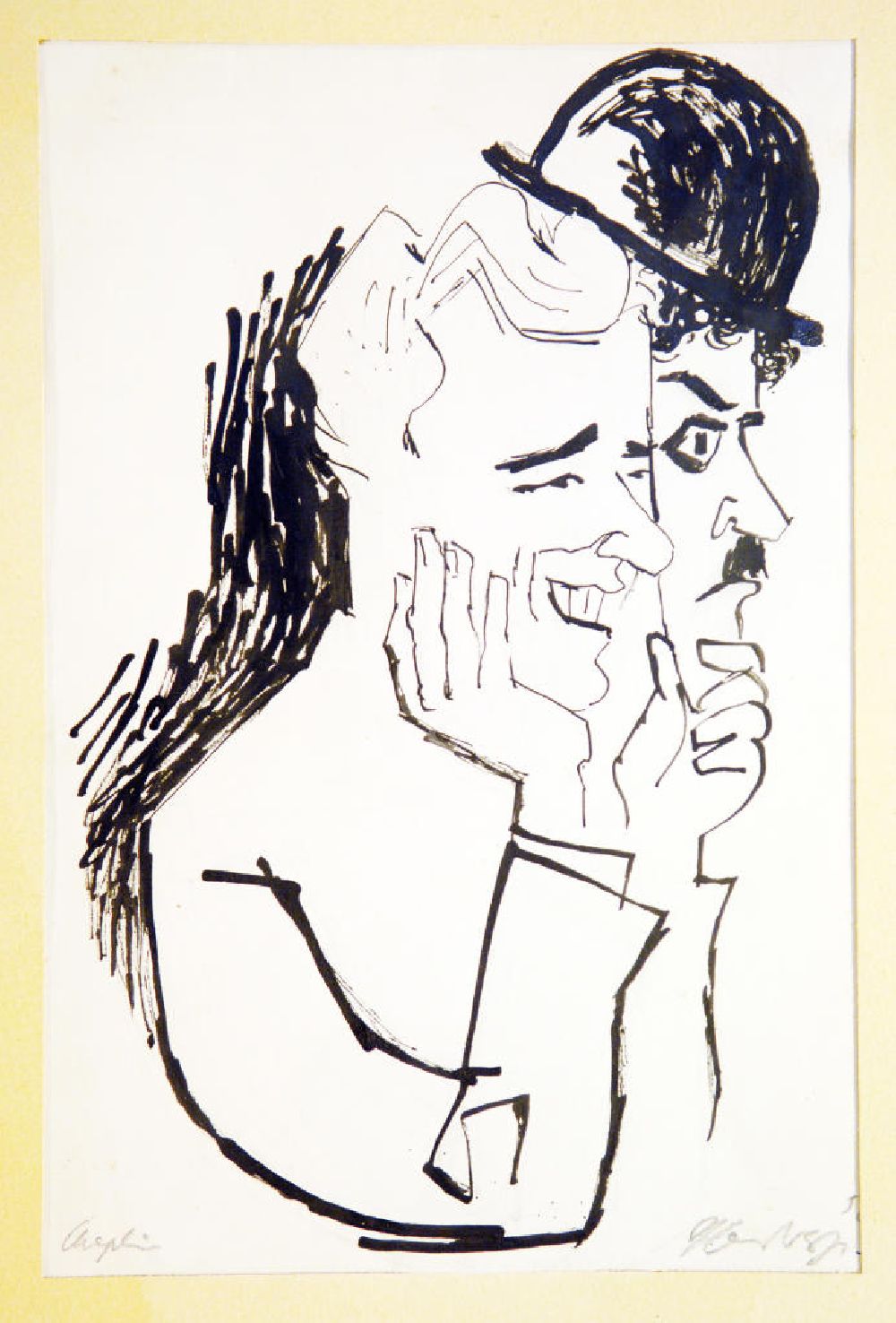 DDR-Fotoarchiv: Berlin - Zeichnung von Herbert Sandberg Chaplin aus dem Jahr 1956