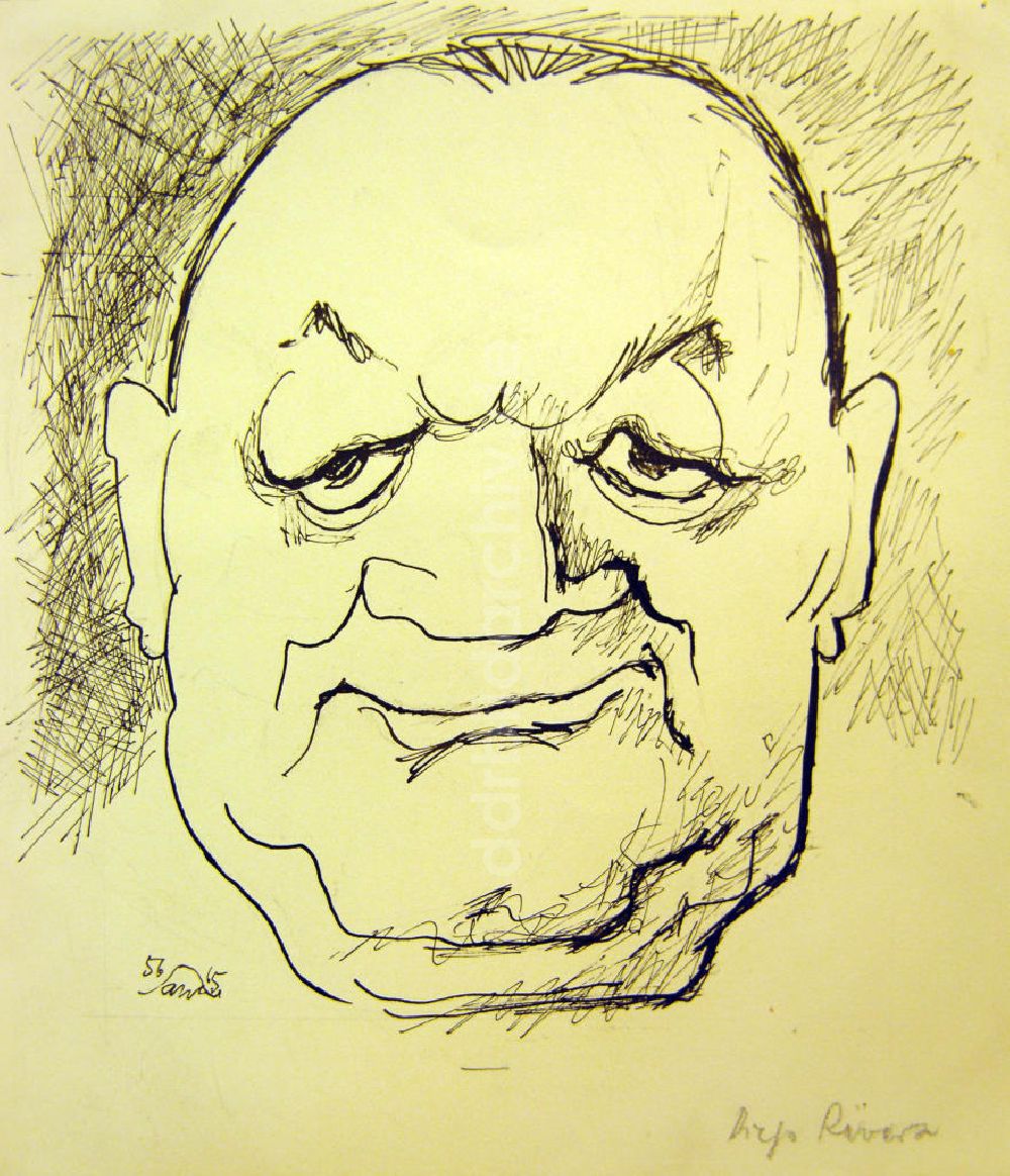 Berlin: Zeichnung von Herbert Sandberg Diego Rivera aus dem Jahr 1956/65