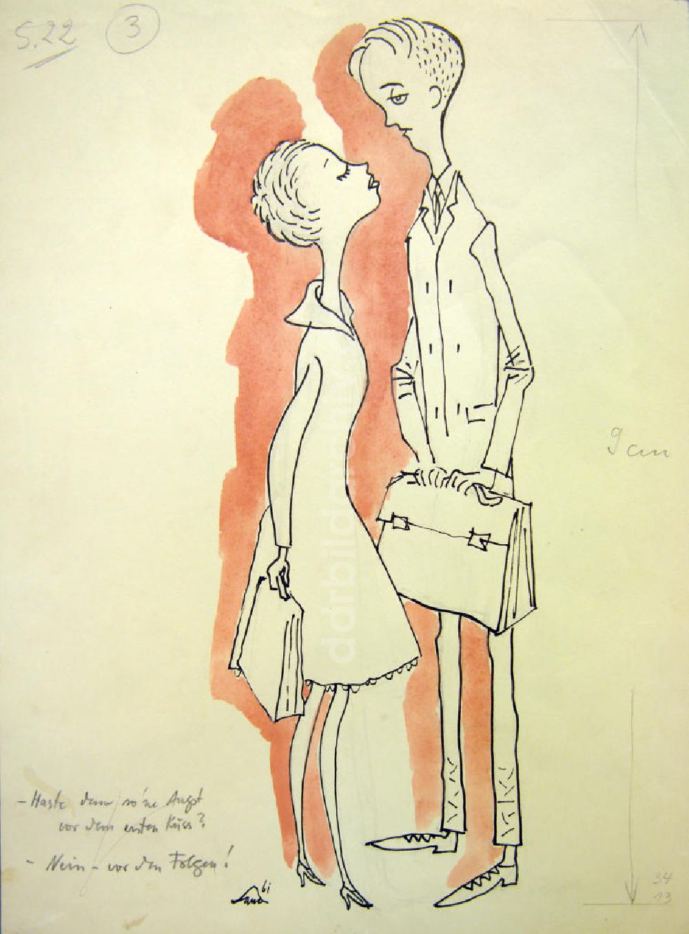 Berlin: Zeichnung von Herbert Sandberg Der erste Kuss aus dem Jahr 1961