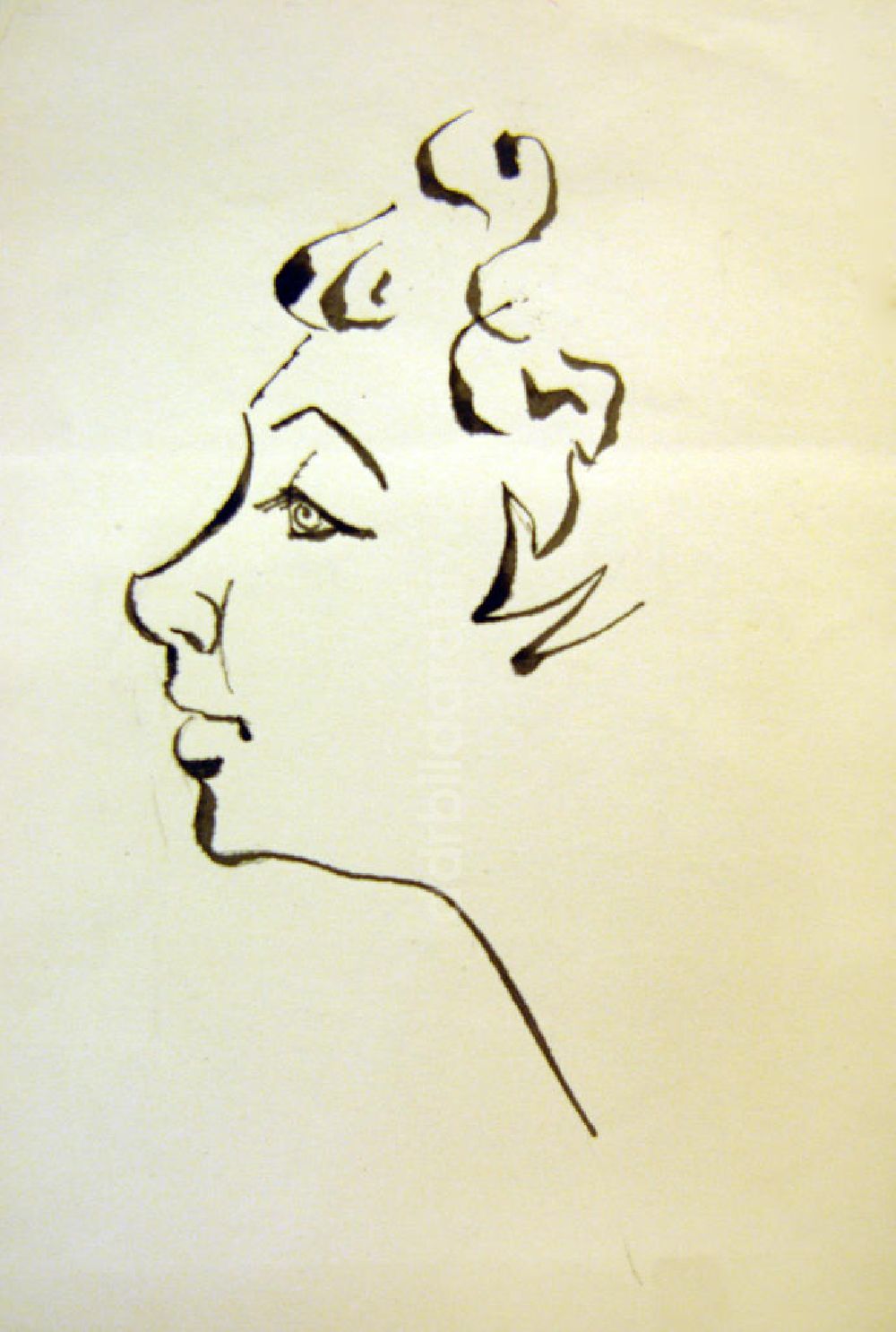 DDR-Fotoarchiv: Berlin - Zeichnung von Herbert Sandberg Frau im Profil