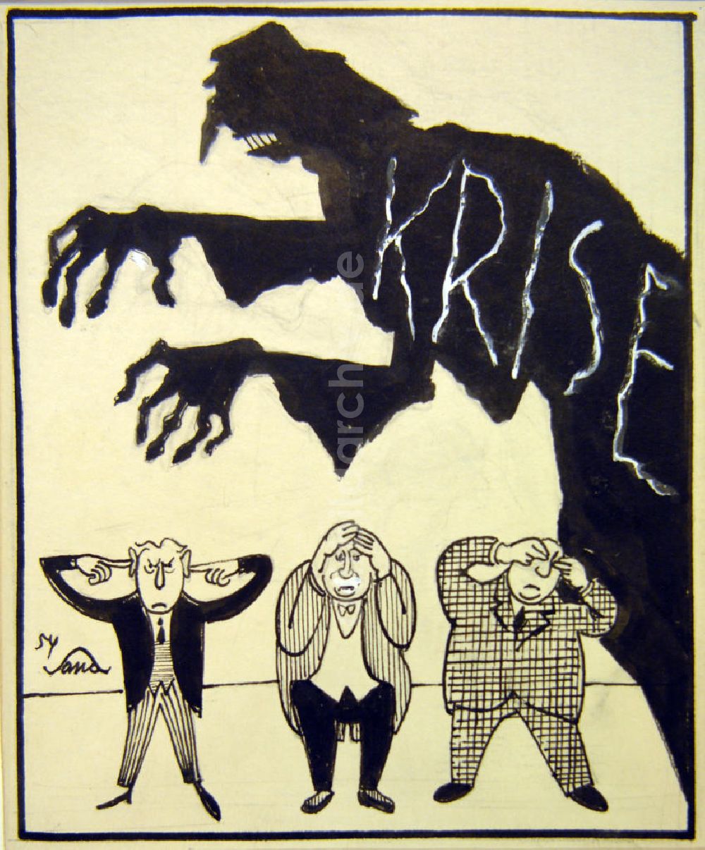 Berlin: Zeichnung von Herbert Sandberg Krise: Es wird - es darf - es kann gar keine geben aus dem Jahr 1954