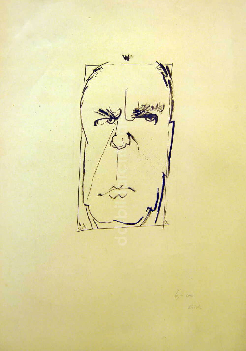 DDR-Fotoarchiv: Berlin - Zeichnung von Herbert Sandberg Männergesicht aus dem Jahr 1948