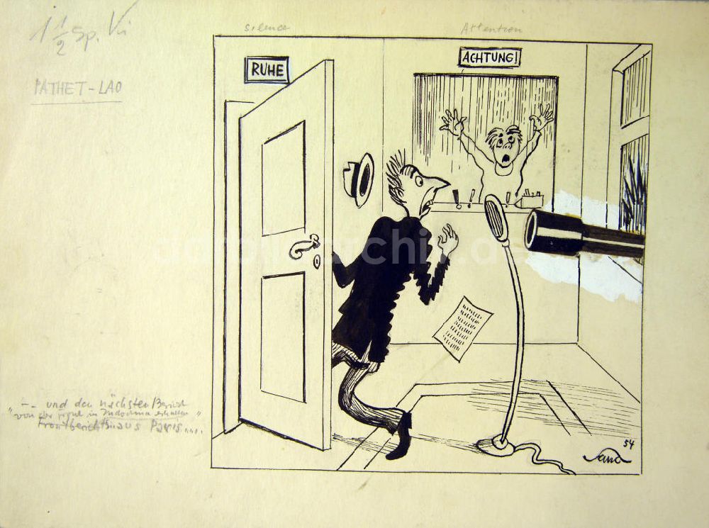 Berlin: Zeichnung von Herbert Sandberg Pathet-Lao aus dem Jahr 1954