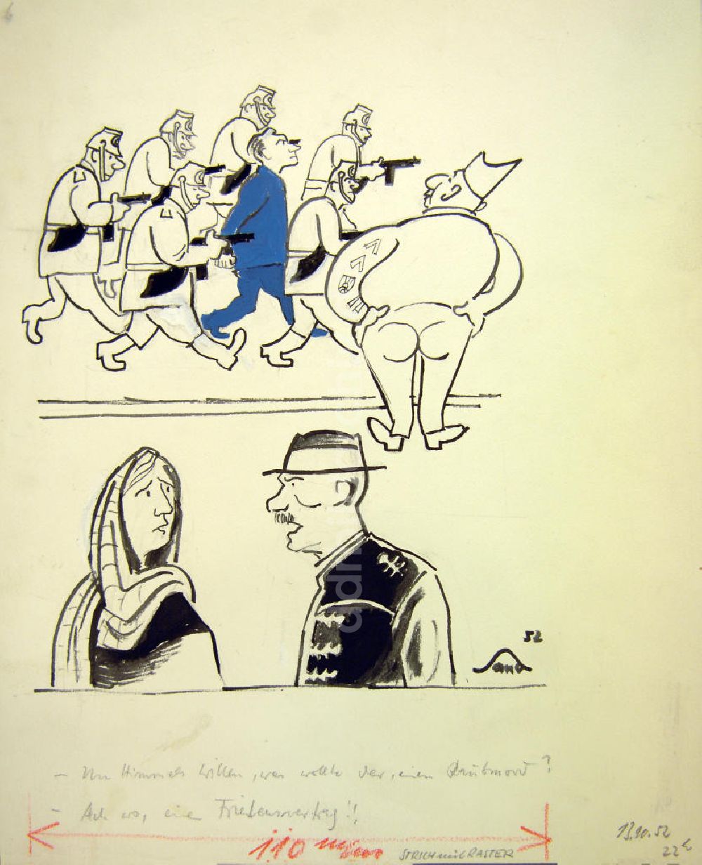 Berlin: Zeichnung von Herbert Sandberg Raubmord? aus dem Jahr 1952
