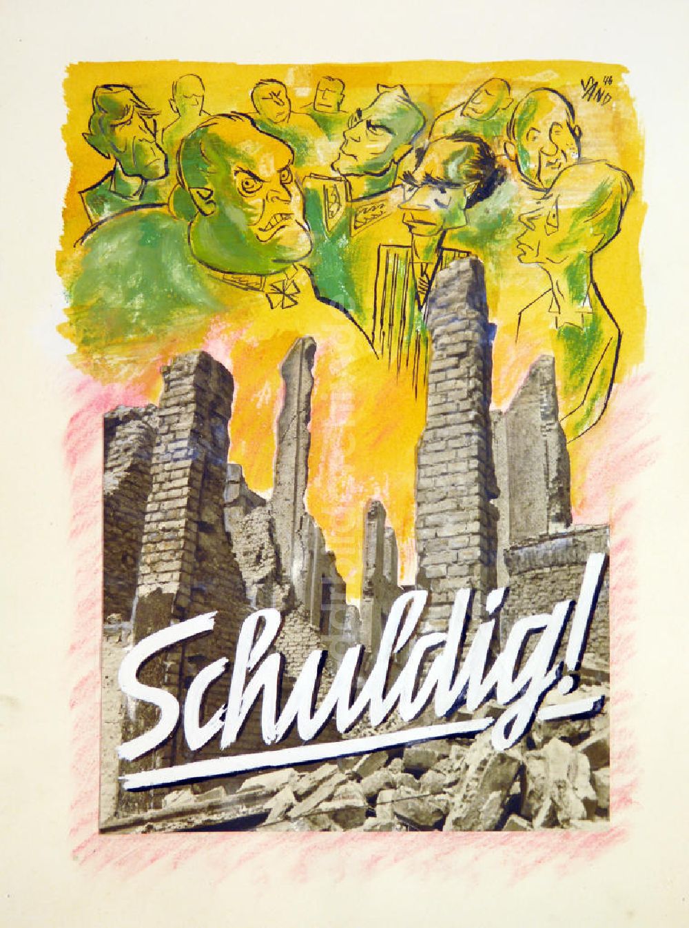 DDR-Bildarchiv: Berlin - Zeichnung von Herbert Sandberg Schuldig! aus dem Jahr 1946