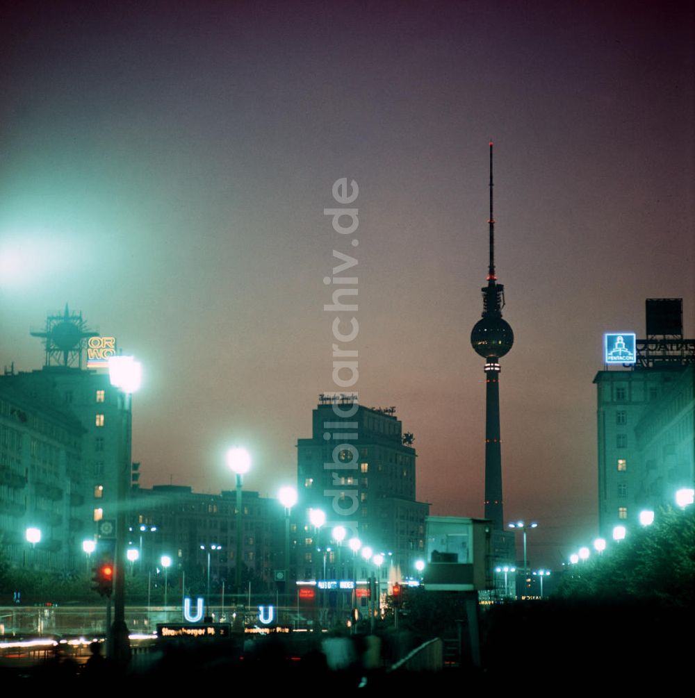 Nachtluftbild Berlin - DDR - Berlin bei Nacht 1969